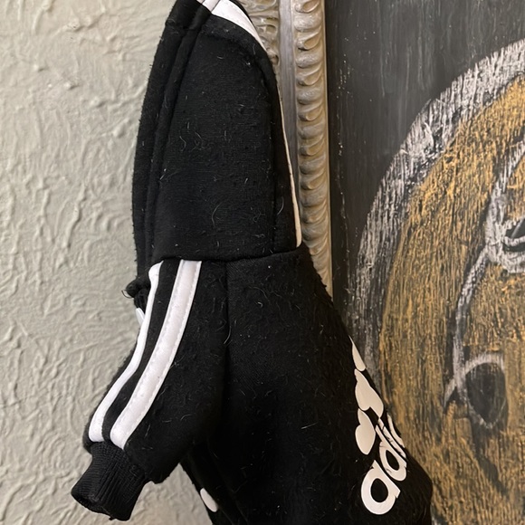 Adidas Inspired Adidog Hoodie Jacket 3 Bone Stripe Black White Sz Small - Picture 9 of 10